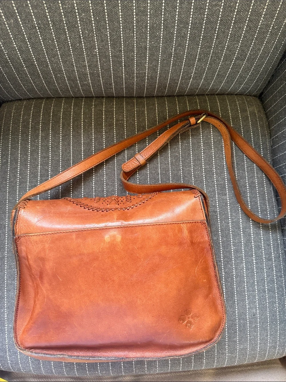 Patricia Nash Barattoli Tooled Genuine Leather Crossbody Bag Rust Brown